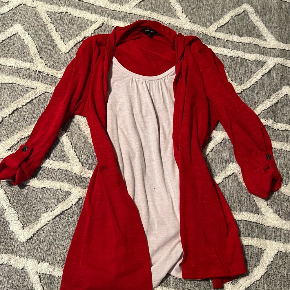 Elementz Red and White Cardigan Sweater